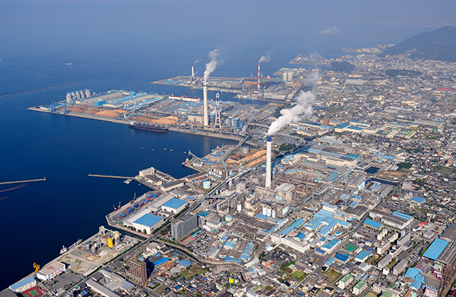大王製紙三島工場の空撮写真